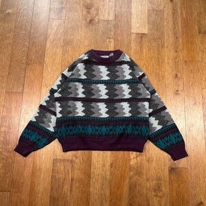 Men’s Vintage 90s geometric pattern retro knit sweater